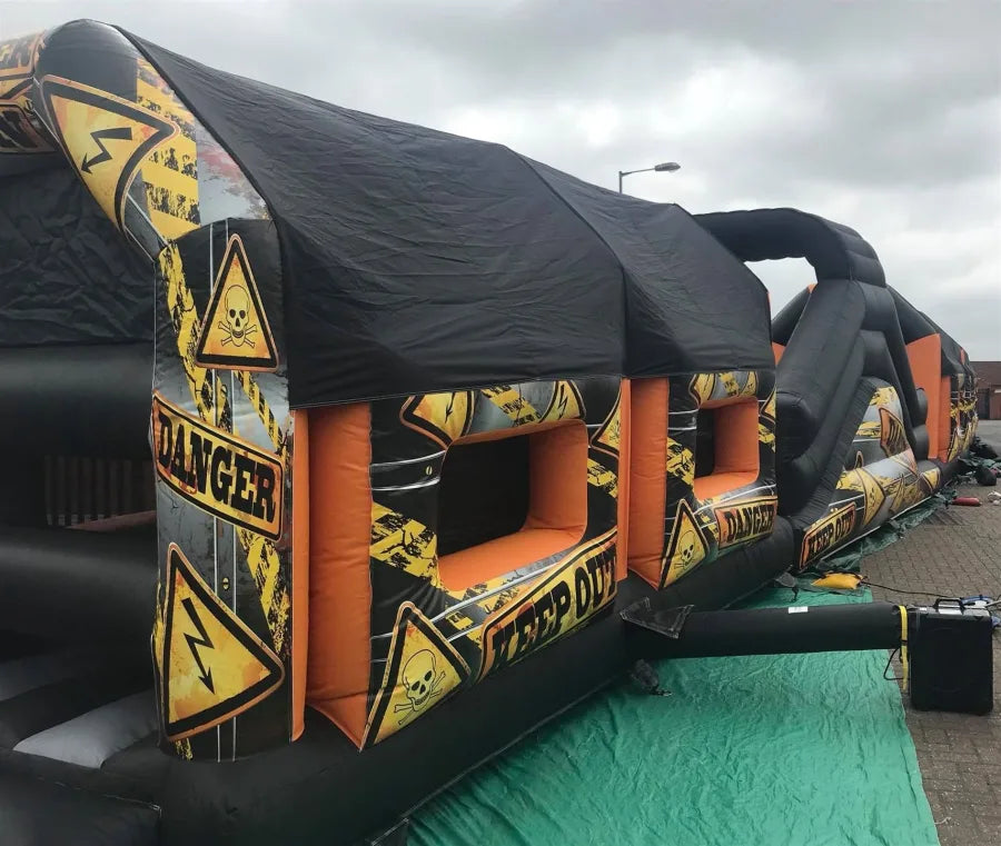 4 Part Obstacle Course - Solid Walls - (Black, Silver & Orange Danger) - 11x87x12ft